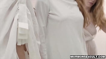 Preview 1 of Sunny Leone Sexy Xnxx - Beautiful Mormon girl goes through the last process of the ritual to be the future dog of the leader of the temple.
