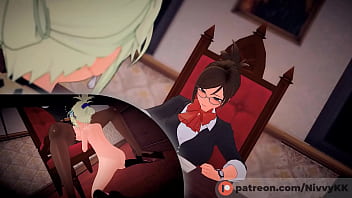 Preview 3 of Kit Kat6 - (Futanari) Student gives the principal a hidden blowjob.