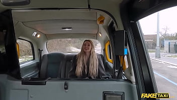 Preview 1 of Amateur Blonde Spitroast - Fake Taxi Hardcore anal sex with a hot blonde dressed in sexy red lingerie