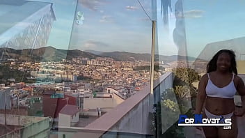 Preview 1 of Brazilian Lebanise - PORNOVATAS - Joven mulata colombiana Paris le encanta follar en la terraza. Con Victor Bloom