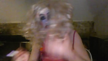 Preview 4 of Xxxxmalish Video - Desperate Sissy Fag Slut,  Sarah,  smokes,  rams big,  black dildo up herself,  wanks