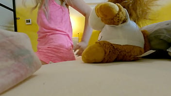 Preview 1 of Sex Deno - Lovely and Hot Beautiful Amateur Girl on the Bed with a T-Shirt Only without Underwear and or Bra