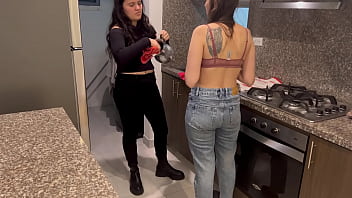 Preview 2 of Moms Rape Mom - The caretaker works overtime while my partner is in the room
