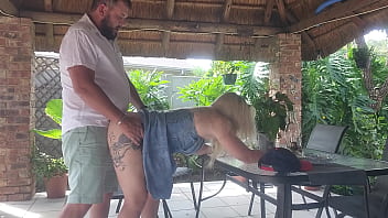 Preview 4 of Katong Ipin Ipun - Creampie Fucking my best friends wife on the patio while he is at work