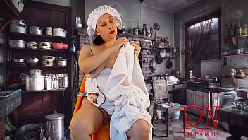 Preview 2 of Block Girl Big Bobs - CINDERELLA. Episode 2  Cinderella without panties sews dresses for her stepmother and stepsisters. She is not allowed to masturbate. 2 1