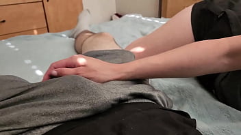 Preview 1 of Jav F70 Family - rubbing cock in boxers and handjob cumshot