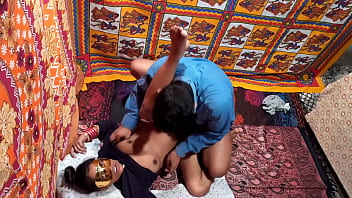 Preview 1 of Mature Panties To The Side - Real happy Indian couple making love in missionary with pussy licking and romantic kissing