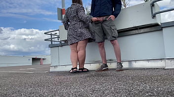 Preview 2 of Grup Sesk - MILF spreads her legs wide and bends over to pee in the parking lot