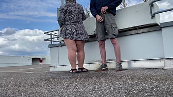 Preview 4 of Grup Sesk - MILF spreads her legs wide and bends over to pee in the parking lot