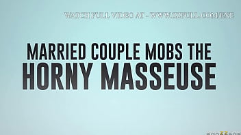 Preview 4 of African Fake - Married Couple Mobs the Horny Masseuse.Halle Hayes,  Emma Magnolia / Brazzers  / stream full from www.zzfull.com/ene