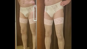 Preview 2 of Nackt Im Theater - Crossdresser trying on some new lingerie sets