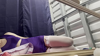 Preview 1 of Talan Mlf - CindiCsissy masturbating in tight purple with white stockings