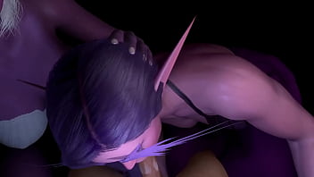 Preview 2 of Horny Old Gens - Two Purple Elves double blowjob: 3D Porn