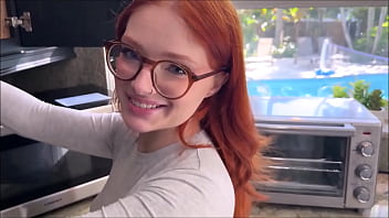 Preview 1 of Slim Jeans - Redhead Step Daughter Filled With Cum - Naomi Hughes - Family Therapy - Alex Adams
