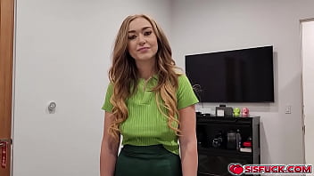 Preview 1 of Rub Through Pant - Allen Swift uses all his sex toy to stepsis Callie Black