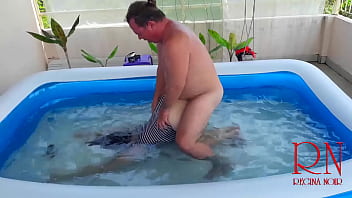 Preview 3 of Emma Woaston - Breeath pause underwater. Domination rough sex. Nudist Regina Noir swimming,  sucks and fucks in the swimming pool. c3