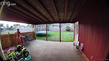 Preview 2 of Suck Line Up - Part 2 wife broad daylight back porch sucking and fucking into a cream pie as cars drive-by