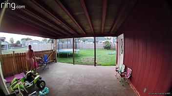 Preview 4 of Suck Line Up - Part 2 wife broad daylight back porch sucking and fucking into a cream pie as cars drive-by