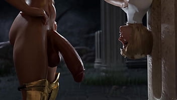 Preview 1 of Anal Cry Rough - The dickgirl&#039_s long fat dick filled all the holes of the blonde one by one. 3d Animation NSFW Rule34 porn