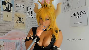 Preview 2 of Neckolette Whos Boss - Bowsette cosplay from Mario Bros playing hard with the sex machine