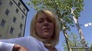 Preview 2 of Forces Sey - German blonde amateur MILF masturbating on casting