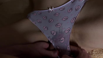Preview 2 of Doggystyle Thong Fuck - Sexy pussy rubbing and sexy cum on roommate&#039_s kinky panties