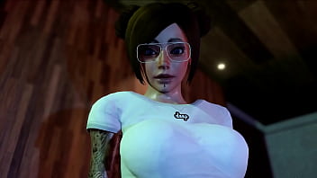 Preview 1 of Son Mom Hindi - Her wet body made the dickgirl very horny,  then the lady offered to lick her pussy and fuck. 3d Futanari animation sex.