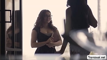 Preview 1 of Shower Mpm - Teen Geek gets her fat pussy fucked by bff TS girlfriend
