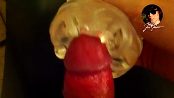 Preview 1 of Laylat Xxx - Close-up POV on glans penis while jerking off edging with Fleshlight Quickshot Vantage until cumming,  moaning,  washing