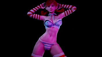 Preview 4 of Beeg Gang Bang - Red head girl with pigtails dancing : 3D Hentai