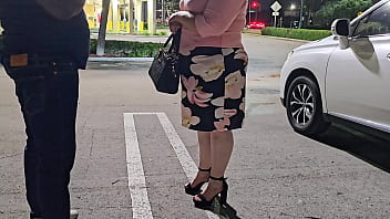 Preview 2 of Big Pissy Arabic Mom And Son - Met a stranger at night in the parking lot,  let him fingered my pussy under my dress &amp_ fucked me
