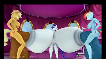 Preview 4 of Mom Shower - 3D MLP threesome Nipple Fuck Huge Boobs Breast Expansion w/ Sound added
