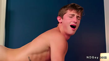 Preview 2 of Close Up Creampie Teen - Gay anal fucks twink stepbrother in bedroom