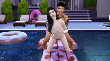 Preview 3 of Ezgi Mola Siki I - Slut cheats on her husband in the pool with a handsome guy