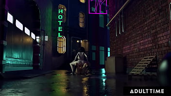 Preview 4 of Xxx Videso Com - F.U.T.A. SENTAI SQUAD - Futanari Babe Is DOMINATED By Lesbian Monster In Alley - SPANISH SUBTITLES