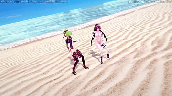 Preview 3 of Josh Car - Genshin Impact: [MMD] Rockabye (Rosaria,  Kuki Shinobu).