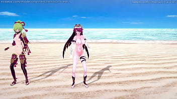 Preview 4 of Josh Car - Genshin Impact: [MMD] Rockabye (Rosaria,  Kuki Shinobu).