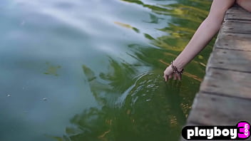 Preview 2 of Only Tluching - Totally wet teen model Anna Lisa shows perfect big tits during outdoor posing action
