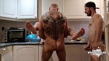 Preview 3 of Slap Piss Rim - Macho Daddy bareback fucks Twink and Jock all over the house