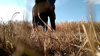 Preview 4 of Jabardasti Sex Video Download - Sexy MILF in a beautiful dress gives me a handjob in the field