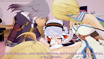 Preview 1 of Lipstick Cock Hypno - Pussyverse: The 3 protagonists teach Aether that Lumine is the canon character. (Lumine,  Stelle,  Kiana)
