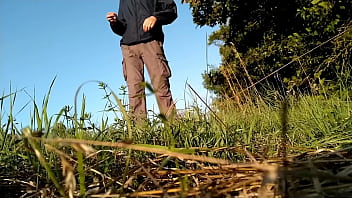 Preview 1 of Yaba Xxxvideosbangla - Gorgeous MILF lifts long dress and piss outdoors