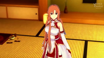 Preview 1 of Miku Ahoshi - Asuna unplanned sex POV in a village room online