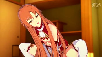 Preview 4 of Miku Ahoshi - Asuna unplanned sex POV in a village room online