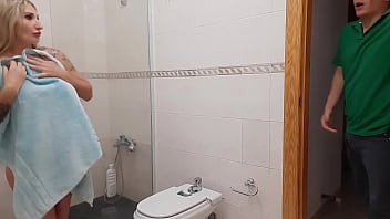 Preview 2 of Xmaster Oil - SEXY STEPMOMMY FUCKED AND CUMS IN THE BATHROOM AFTER SHOWER BY STEPSON