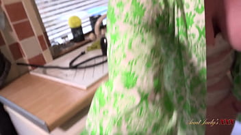 Preview 2 of Vabi Cudai - AuntJudysXXX - Your Busty Housewife Kjirsten Sucks You Off in the Kitchen