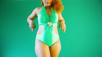 Preview 3 of Bokep Skandal Pns Rumahporno - Green Swim Wear Try on Haul Blowjob and Hard Ass Fuck