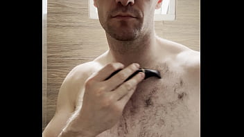 Preview 1 of Gel Free - I Trim My Sweaty,  Hairy Armpits,  Chest and Arms After the Gym to Prepare for a Photoshoot Next Week. Behind the Scenes.