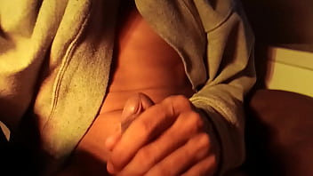 Preview 4 of Narssexyvidos - Hot naked guy in sweater masturbating his big cock,  loud moans of intense pleasure
