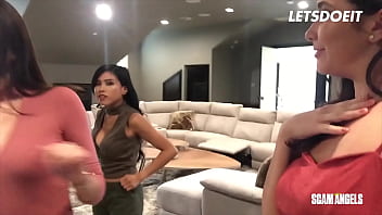 Preview 1 of Spy Tug 177 - Three Nasty Sluts Karlee Grey,  Melissa Moore &amp_ Ember Snow Seduce Guy Into Hard Foursome - ANGELS